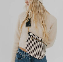 Load image into Gallery viewer, Black Checkered Woven Bum Bag
