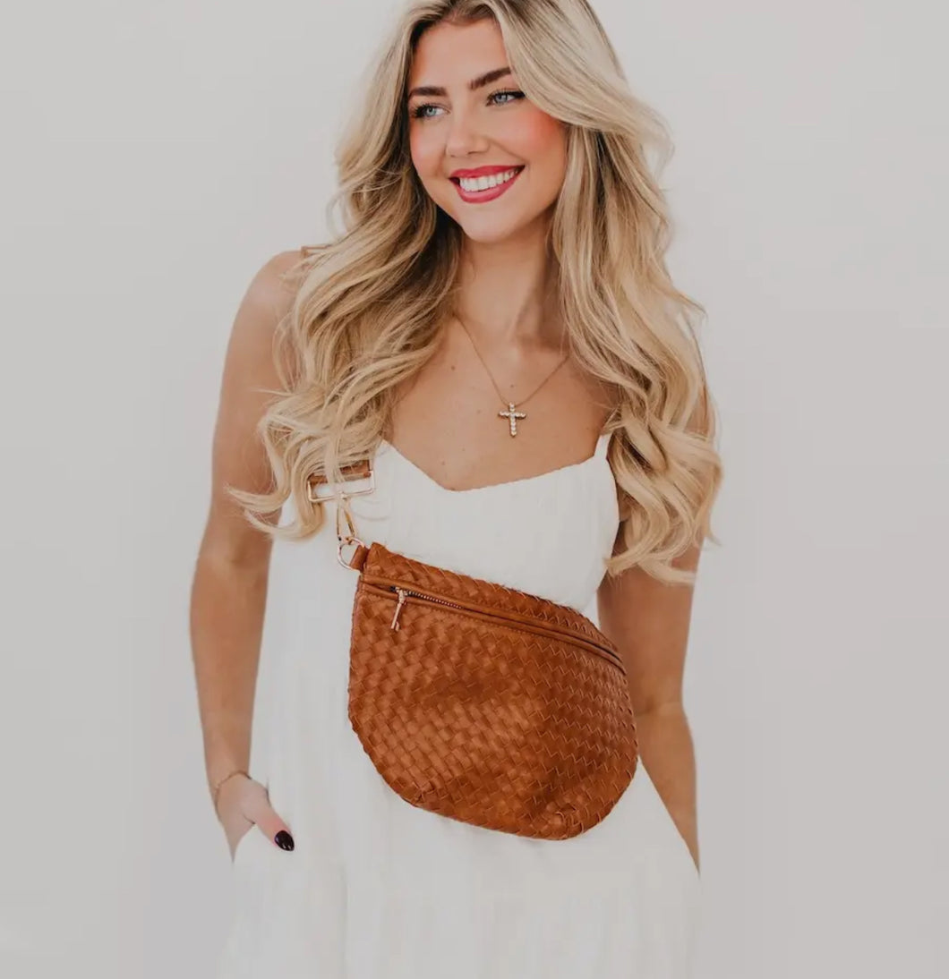 Brown Woven Bum Bag