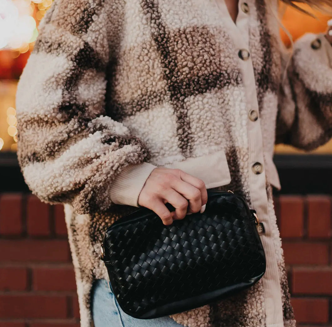 Woven Camera Crossbody Bag