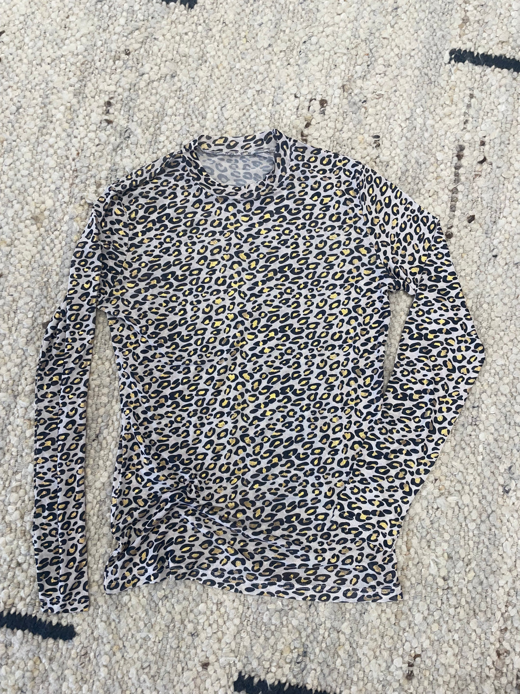 Black/Gold Leopard Mesh Top