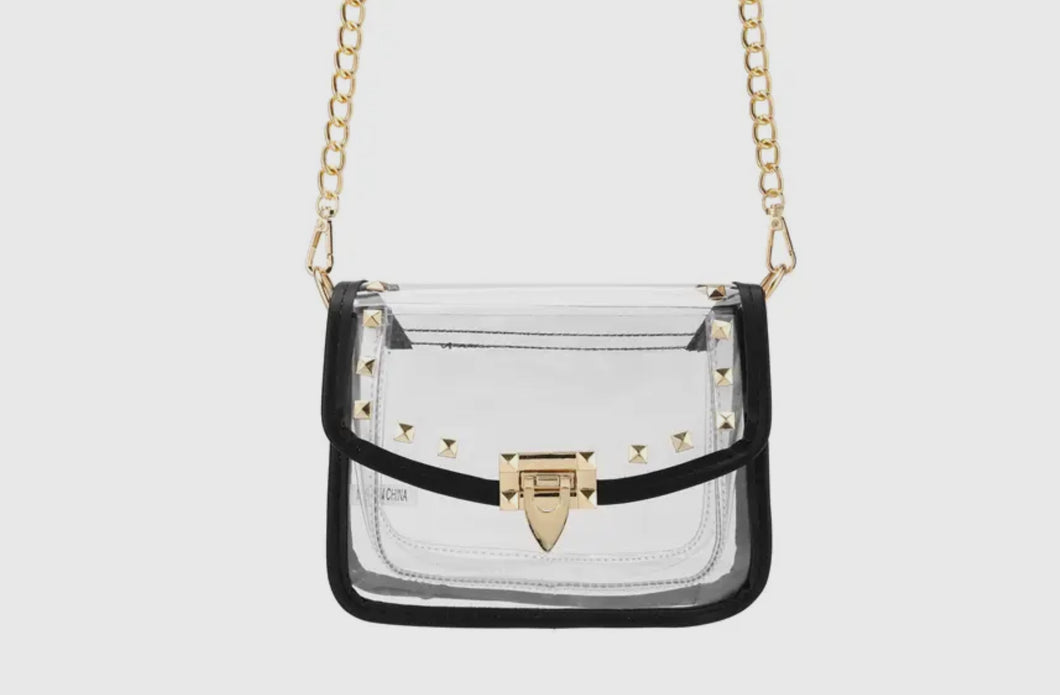 Black/Gold Clear Crossbody Handbag