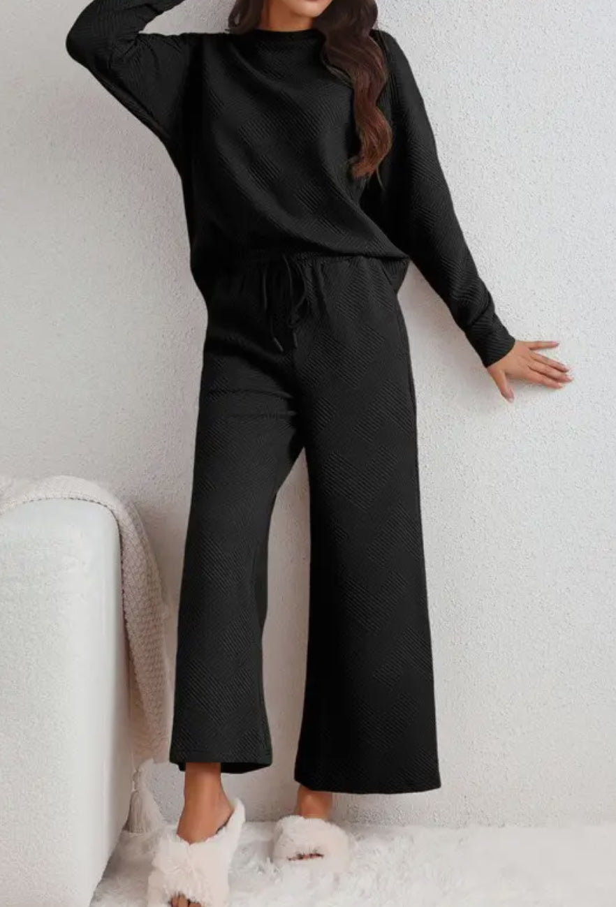Textured Long Sleeve Lounge Set