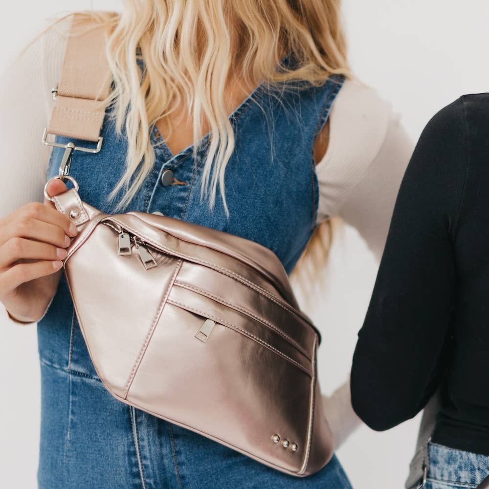 Marley Metallic Oversized Bum Bag: Gold
