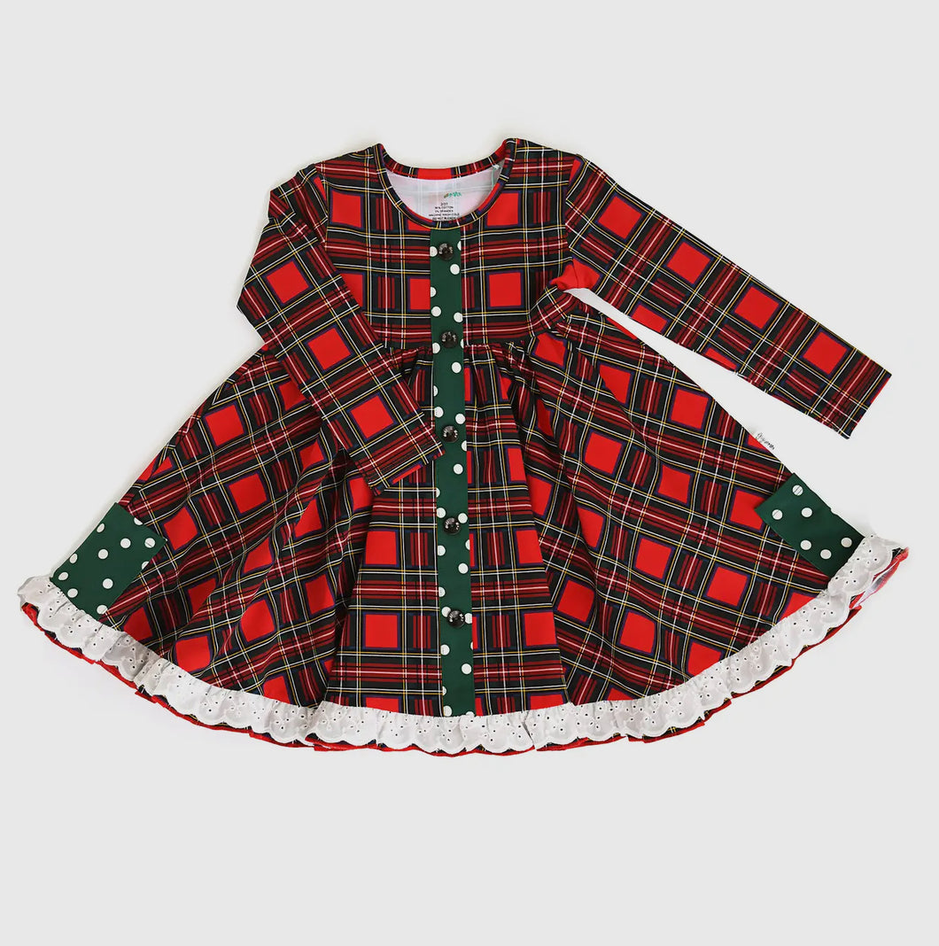 Christmas Patterned Button Dress