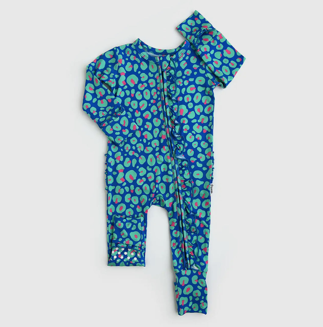 Leopard Ruffle Zip Sleeper