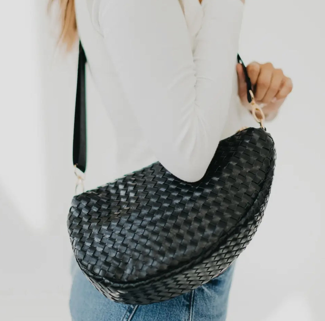 Black Woven Saddle Bag
