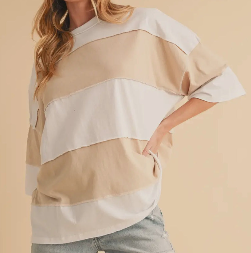 Oat Color Block Top