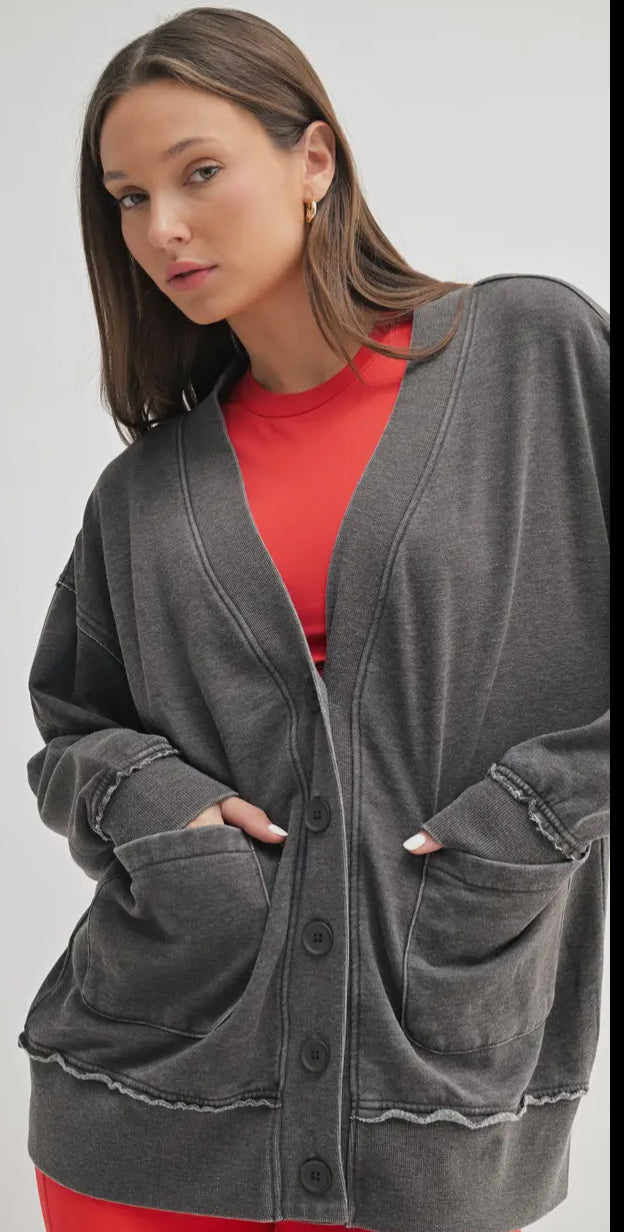 Burnout Cardigan - Charcoal