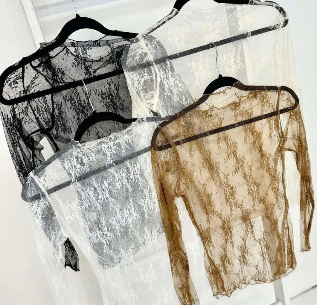 Ivory Mesh Bow Shirts