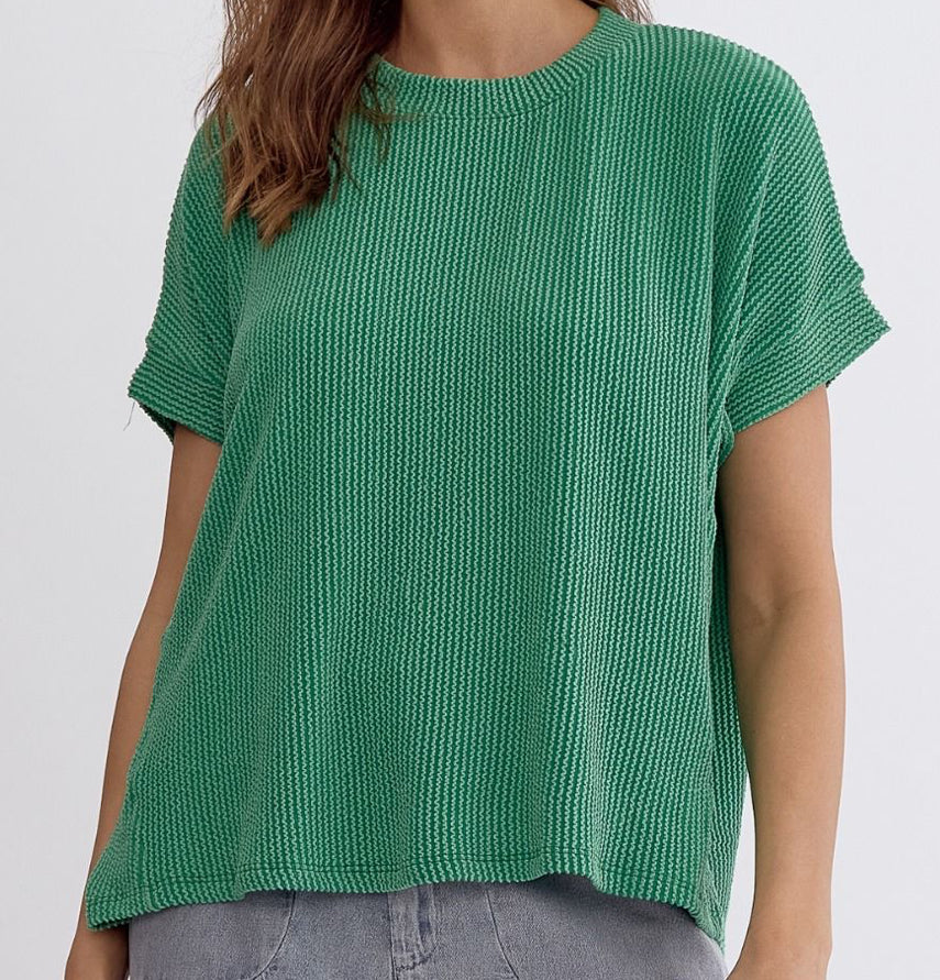 Green Ribbed Tee