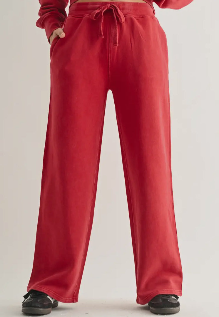 Mineral Washed Sweatpants Red