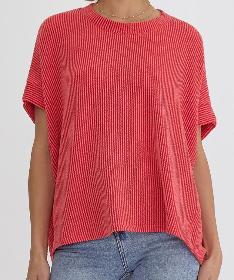 Red Ribbed Tee