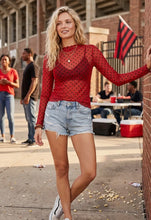 Load image into Gallery viewer, Polka Dot Mesh Long Sleeve Top
