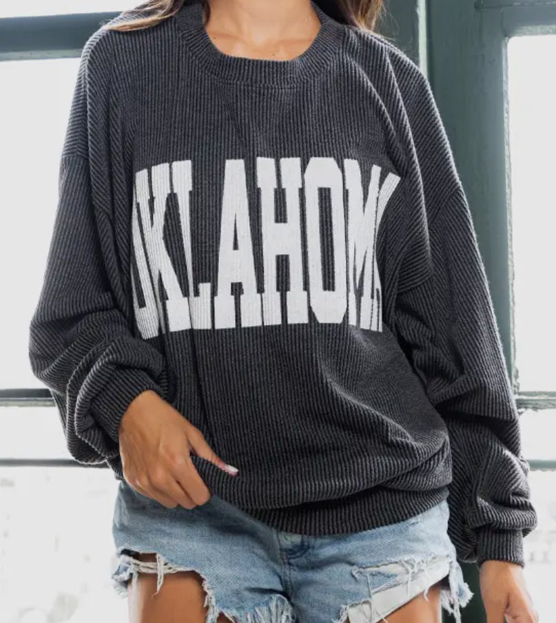 Oklahoma Oversized Ribbed Sweatshirt Black