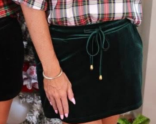 Green Velvet Christmas Skort