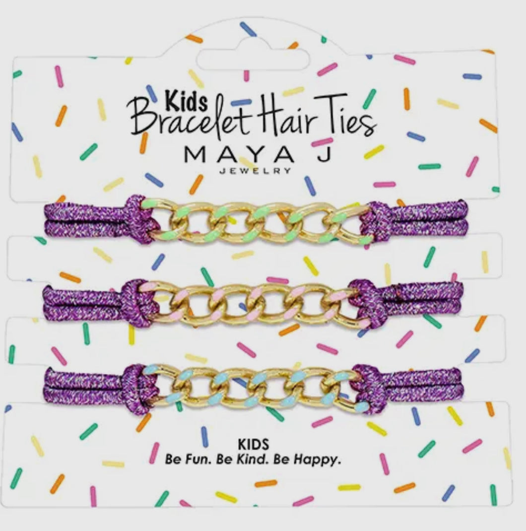 Purple and gold multi color hair tie