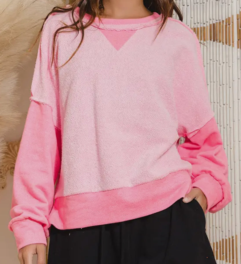 Raw Edge Pink Sweatshirt