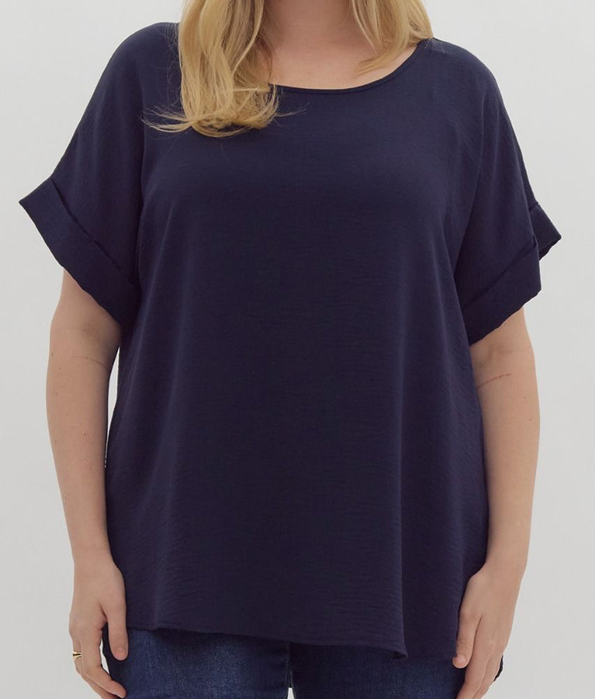 Navy Scoop Neck Shirt +