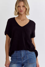 Load image into Gallery viewer, Black Ribbed V-Neck
