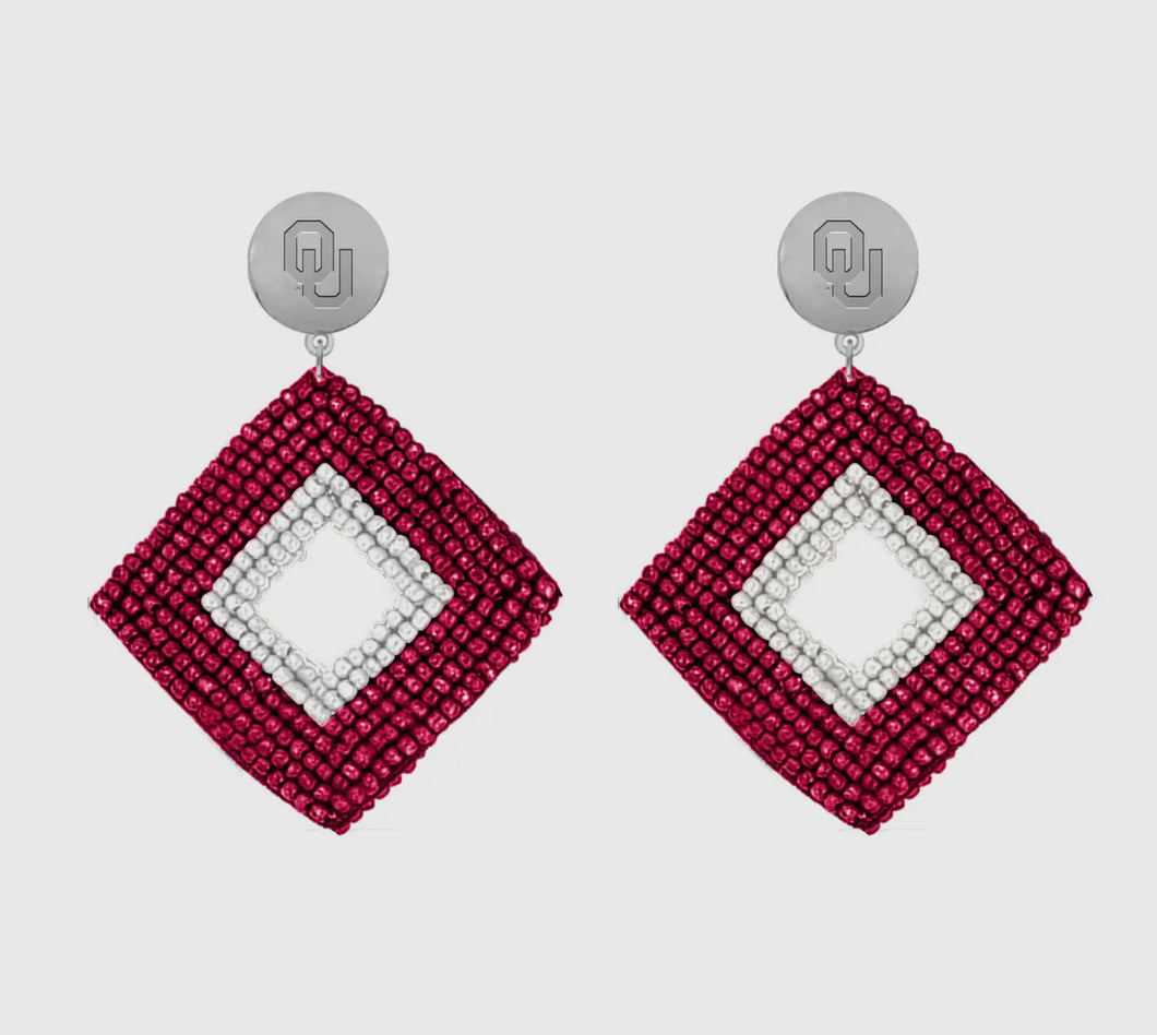 OU Beaded Earrings