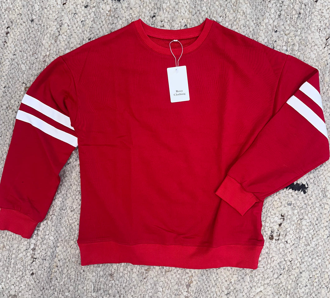 Red drop shoulder sweatshirt