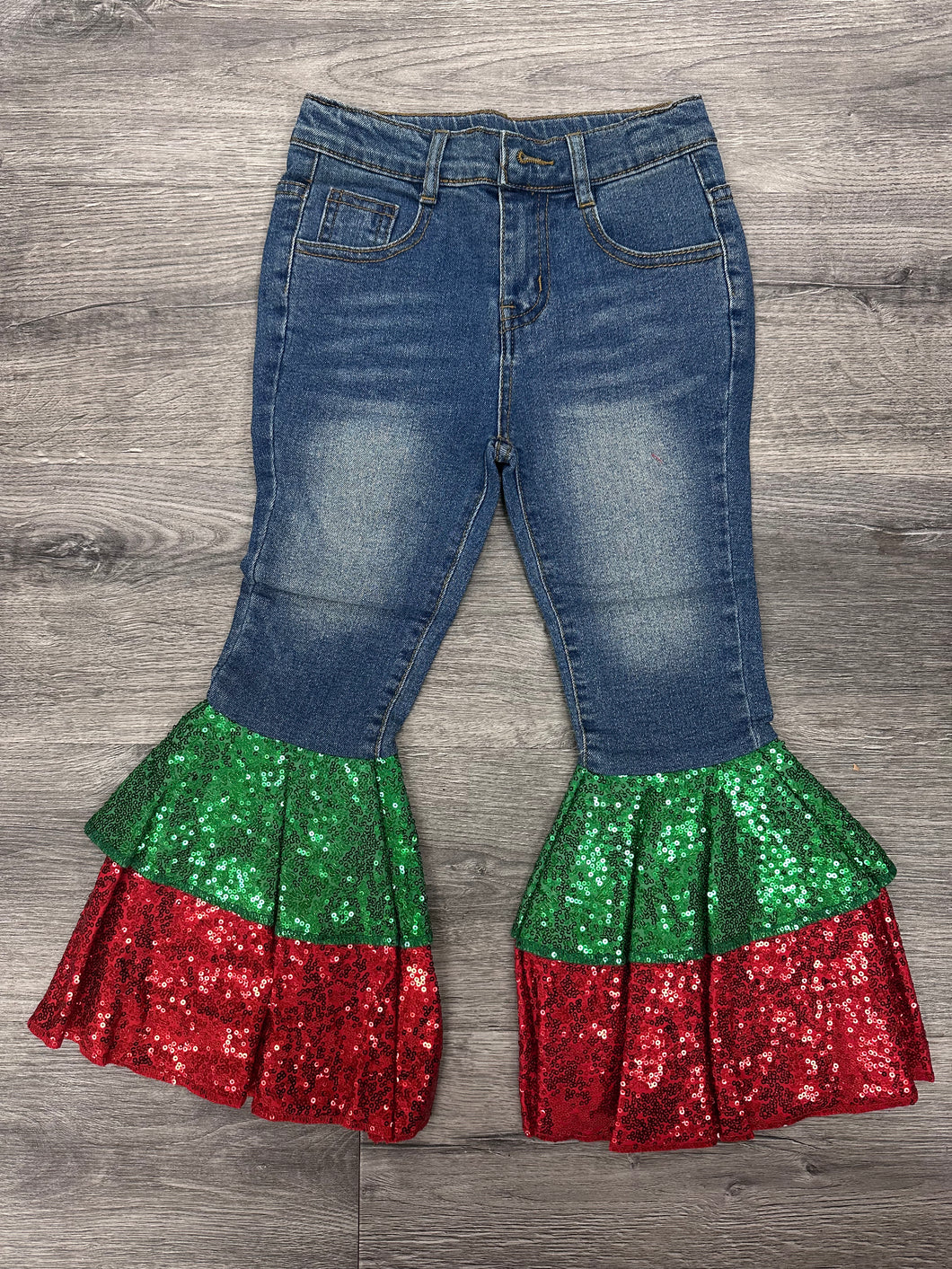 Sequin Bell Bottom Jeans