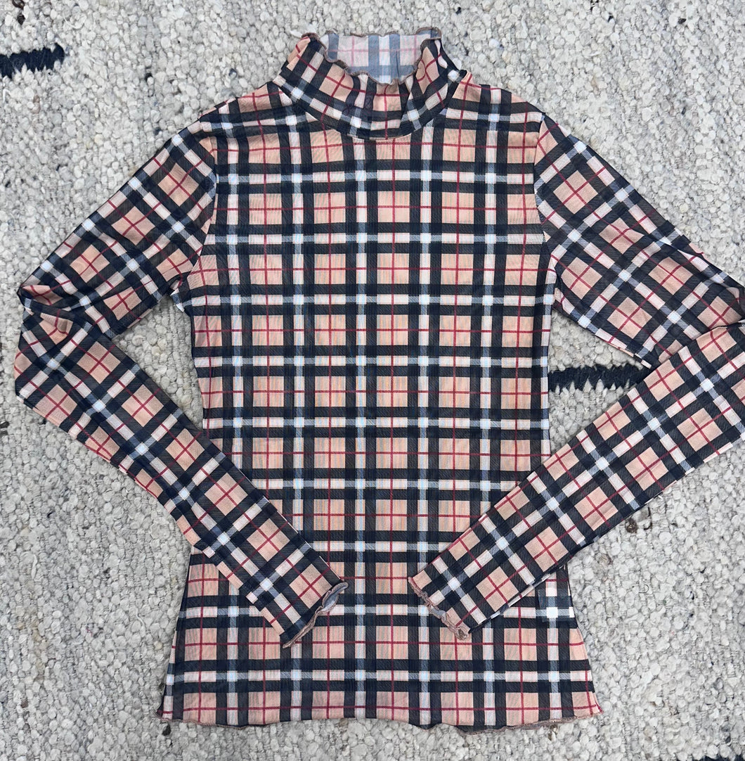 Plaid Mesh Top