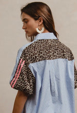 Load image into Gallery viewer, Stripe Pattern w/ Leopard Print Hem
