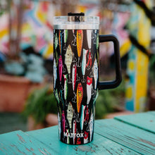 Load image into Gallery viewer, Fishing Lures Tumbler Cup with Straw: Black
