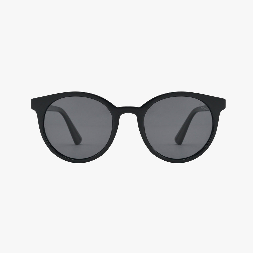HERON MIDNIGHT BLACK Polarized Round Fashion Sunglasses